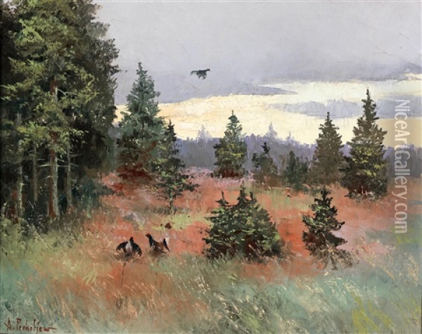 Black Cocks Oil Painting - Dimitri Von Prokofiev