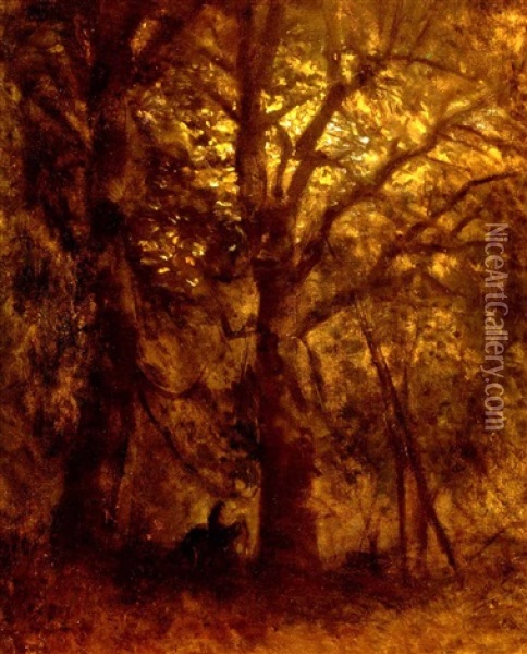 Erdobelso Lovassal (forest With A Rider) Oil Painting - Laszlo Mednyanszky