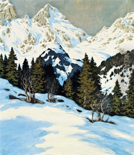 Winterlandschaft Oil Painting - Hugo Hodiener (Hodina)