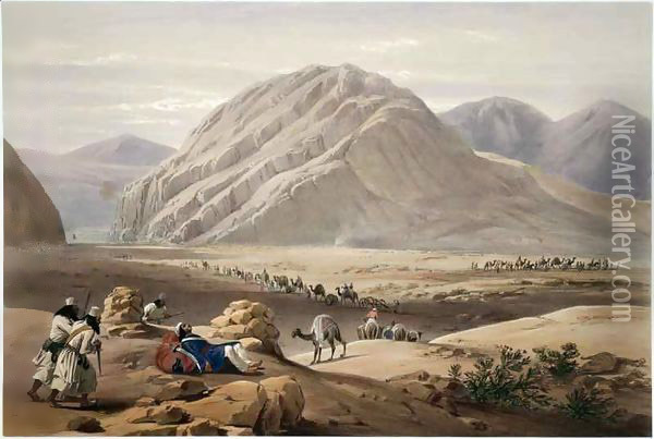 View of the Baba-Naunee Mountain, from 'Sketches in Afghaunistan' Oil Painting - James Atkinson