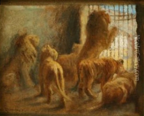 Lions Oil Painting - William Rimmer
