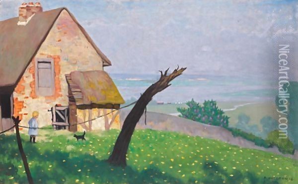 Old Farm, Near Honfleur, 1916 Oil Painting - Felix Edouard Vallotton