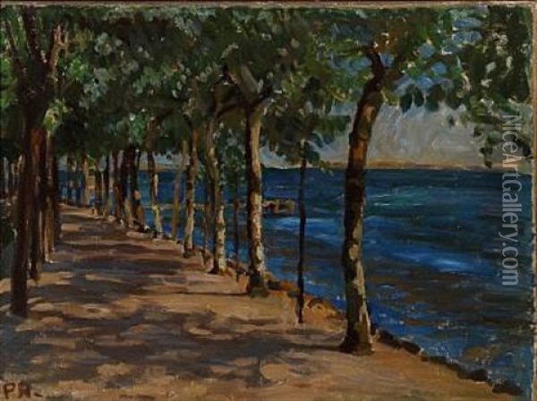 A Road Along The Coast Oil Painting - Peter Marius Hansen