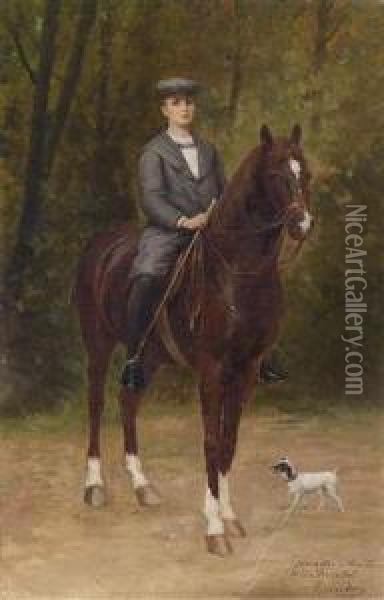 Oskar Von Fraenkel On Horseback Oil Painting - Ignace Spiridon