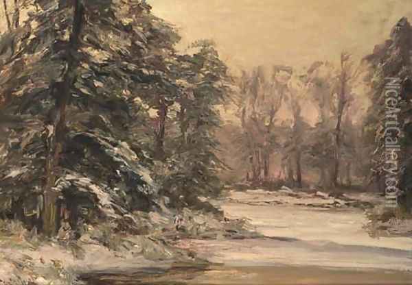 A winter forest Oil Painting - Louis Apol