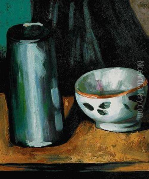 Still Life (bowl And Milk Jug) Oil Painting - Paul Cezanne