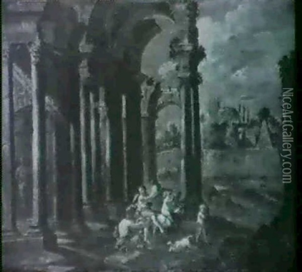 Jeux D'enfants Dans Un Palais En Ruines Oil Painting - Giovanni Ghisolfi