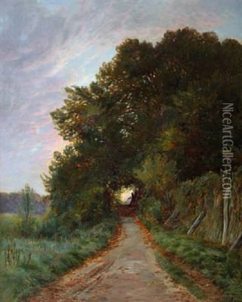 Minor Road In Evening Atmosphere Oil Painting - Carl Carlsen