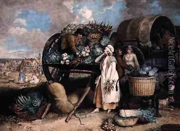 A Vegetable Market, engraved by William Ward (1766-1826), pub. by Messrs. Ward & Co., 1803 Oil Painting - James Ward