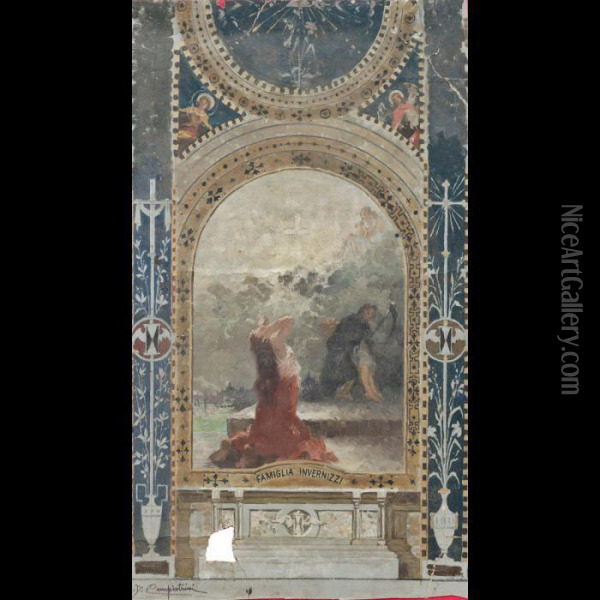 Bozzetto Per Monumento Funebre Della Famiglia Invernizzi Oil Painting - Alcide Davide Campestrini