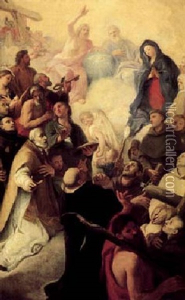 La Trinita E Santi Oil Painting - Giovanni Segala