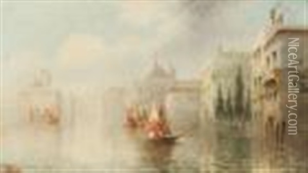 On The Grand Canal, Venice Oil Painting - James Salt