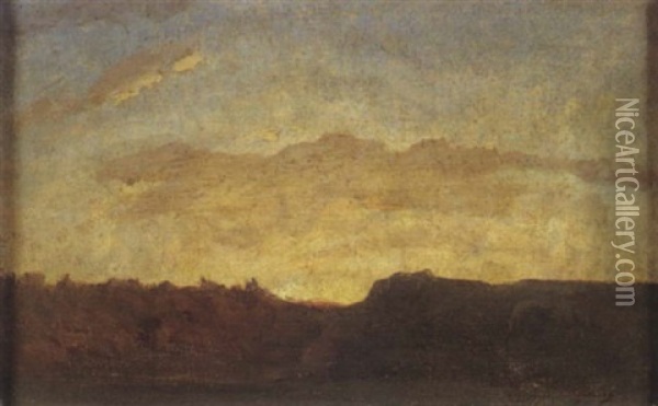 Paysage, Crepuscule Oil Painting - Jean-Baptiste Carpeaux
