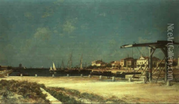 Port-de-bouc, Sur L'etang De Berre Oil Painting - Jean Baptiste Olive