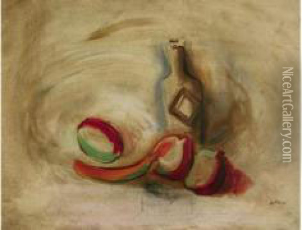 Nature Morte Aux Fruits Et A La Bouteille Oil Painting - Alexandre Fasini