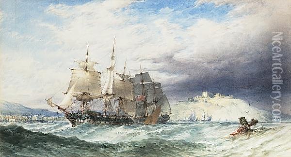 Shipping Off The Dover Coast Oil Painting - John Callow