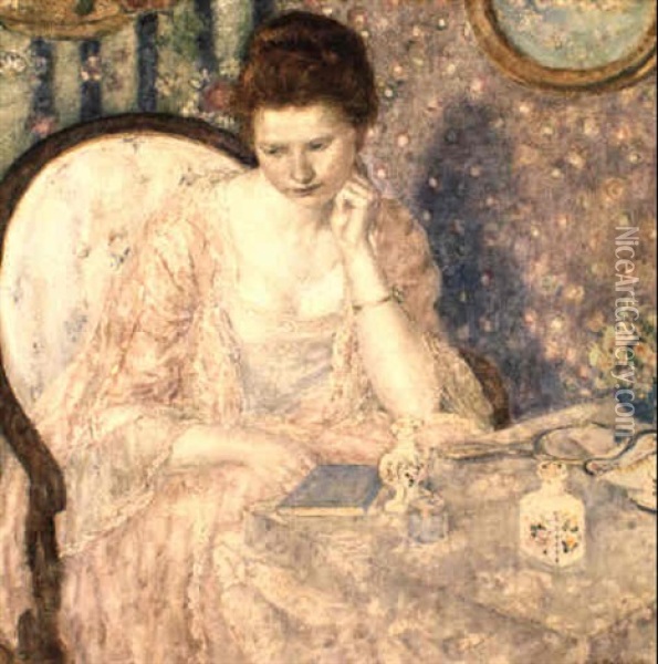 At The Dressing Table Oil Painting - Frederick Carl Frieseke