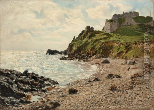 The Bay Of Mont-orgeuil, Jersey Oil Painting - Eduard Spoerer