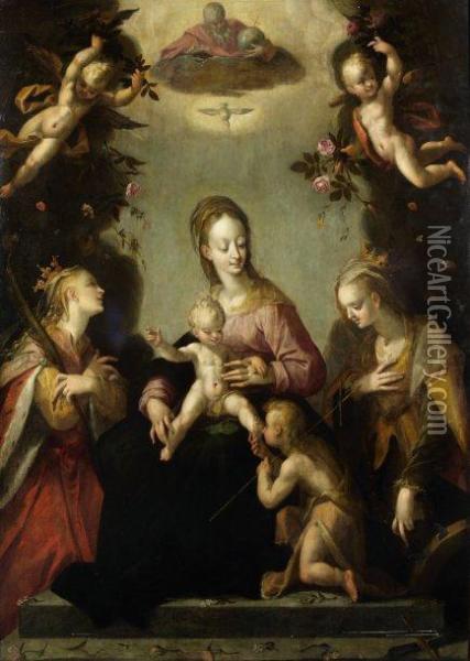 La Vierge Et L'enfant Jesus Oil Painting - Hans Von Aachen