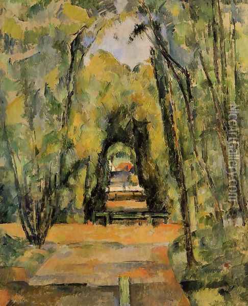 Tree Lined Lane at Chantilly Oil Painting - Paul Cezanne