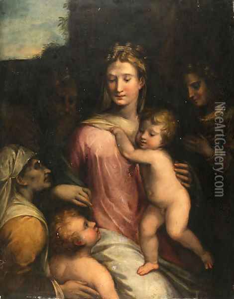 Holy Family with the Infant Saint John the Baptist, Oil Painting - Girolamo Da Trevisio Giovane