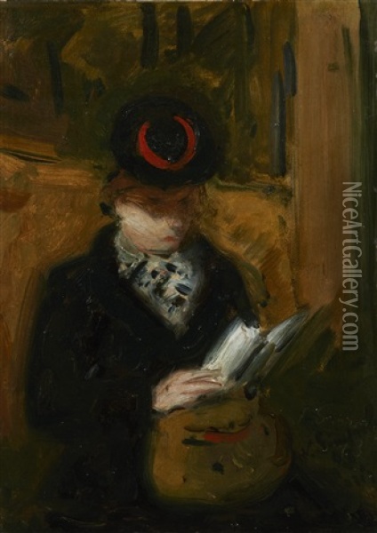 Femme Lisant Dans Le Metro Oil Painting - Nicolas Sinezouboff