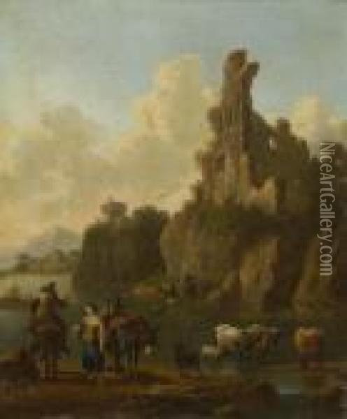 Sudliche Ruinenlandschaft Oil Painting - Nicolaes Berchem