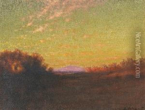 Distant Mountain At Sunset Oil Painting - Charles Robinson