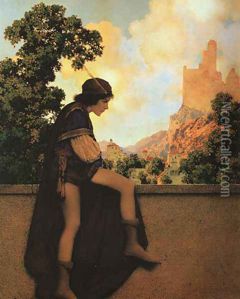 The Knave Watching Violetta Depart Oil Painting - Maxfield Parrish