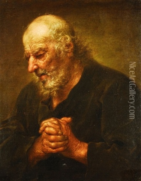 Alter Bartiger Mann Mit Gefalteten Handen Oil Painting -  Rembrandt van Rijn