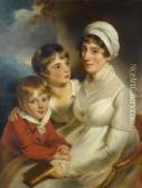 Portrait Of Mrs Sarah Vaughan And Her Children Oil Painting - Sir Thomas Lawrence