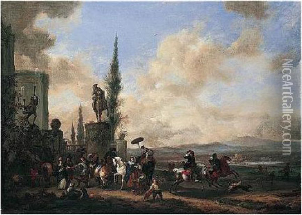 The Departure For The Hunt Oil Painting - Pieter Wouwermans or Wouwerman