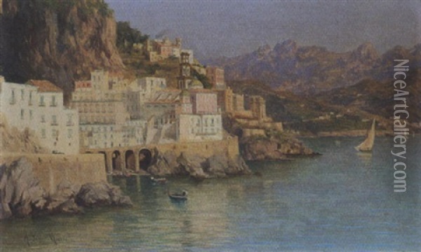 Suditalienische Kustenpartie Oil Painting - Angelo Della Mura