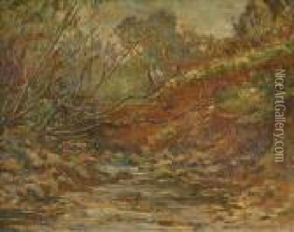 Woodlandstream Oil Painting - Ernest Higgins Rigg