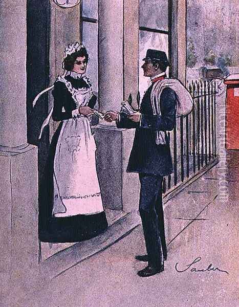 The Postman, No.1 from Familiar Figures of London, c.1901 Oil Painting - Robert Sauber