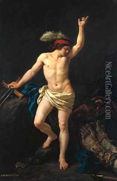 David Victorious Oil Painting - Jean Jacques II Lagrenee