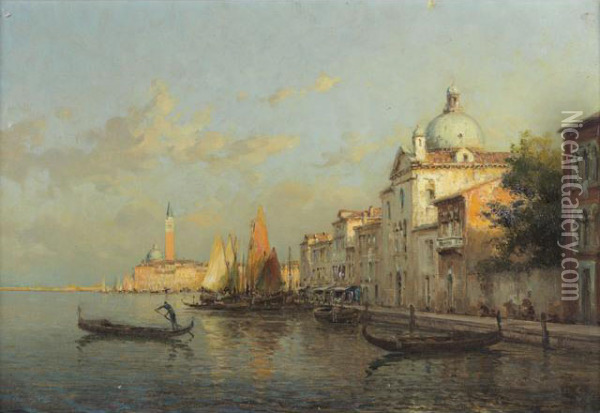 Vue De Venise Oil Painting - Antoine Bouvard