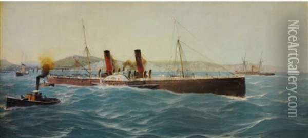 Le Port De Douvres Gagnant La Haute Mer Oil Painting - Hans von Petersen