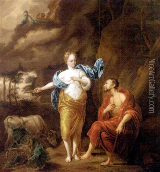 Juno And Argus Oil Painting - Arnold Houbraken