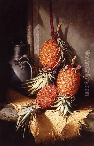 Pineapples Oil Painting - Frederick S. Batcheller