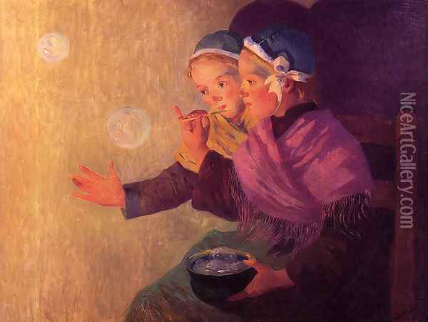Soap Bubbles Oil Painting - Ferdinand Loyen Du Puigaudeau