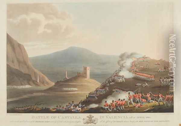 Battle of Castalla in Valencia, 13th April 1813 Oil Painting - John Heaviside Clark
