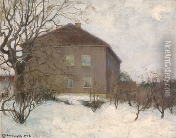 Vinterlandskap Oil Painting - Karl Johannes Andreas Adam Dornberger