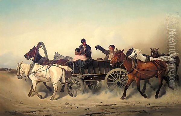 Transporting The Horses Oil Painting - Nikolai Egorovich Sverchkov