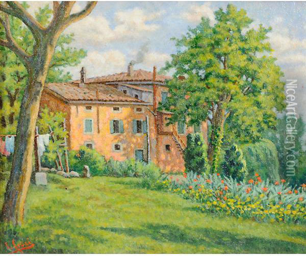 Villa Prandi Oil Painting - Ernesto Croci