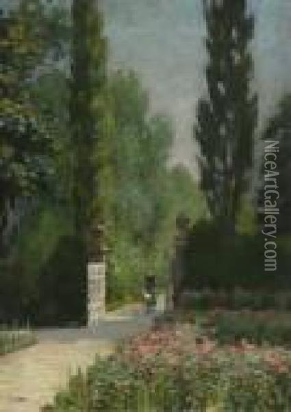 Parkeingang (botanischer Garten, Munchen). Oil Painting - Charles Guy Vetter