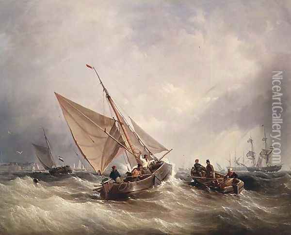 Shipping scene Oil Painting - Thomas Sewell Robins