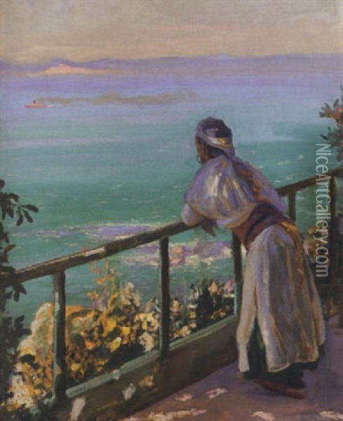 The Spanish Coast From Tangier, Trafalgar Bay In The Distance Oil Painting - John Lavery