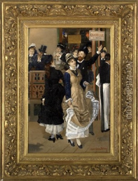 La Piste Du Bal, Quadrille Metra Oil Painting - Pierre Carrier-Belleuse