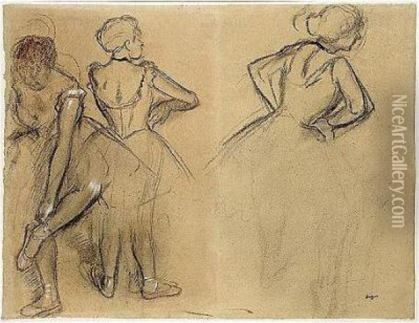 Etude De Danseuses Oil Painting - Edgar Degas